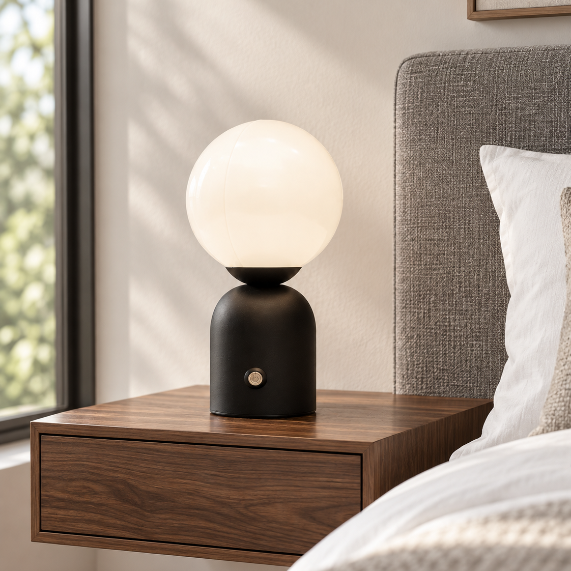 Акумуляторна настільна лампа чорна сенсорна H-22 cm Led 3000K-6000K Black Bollo 261031-100009087
