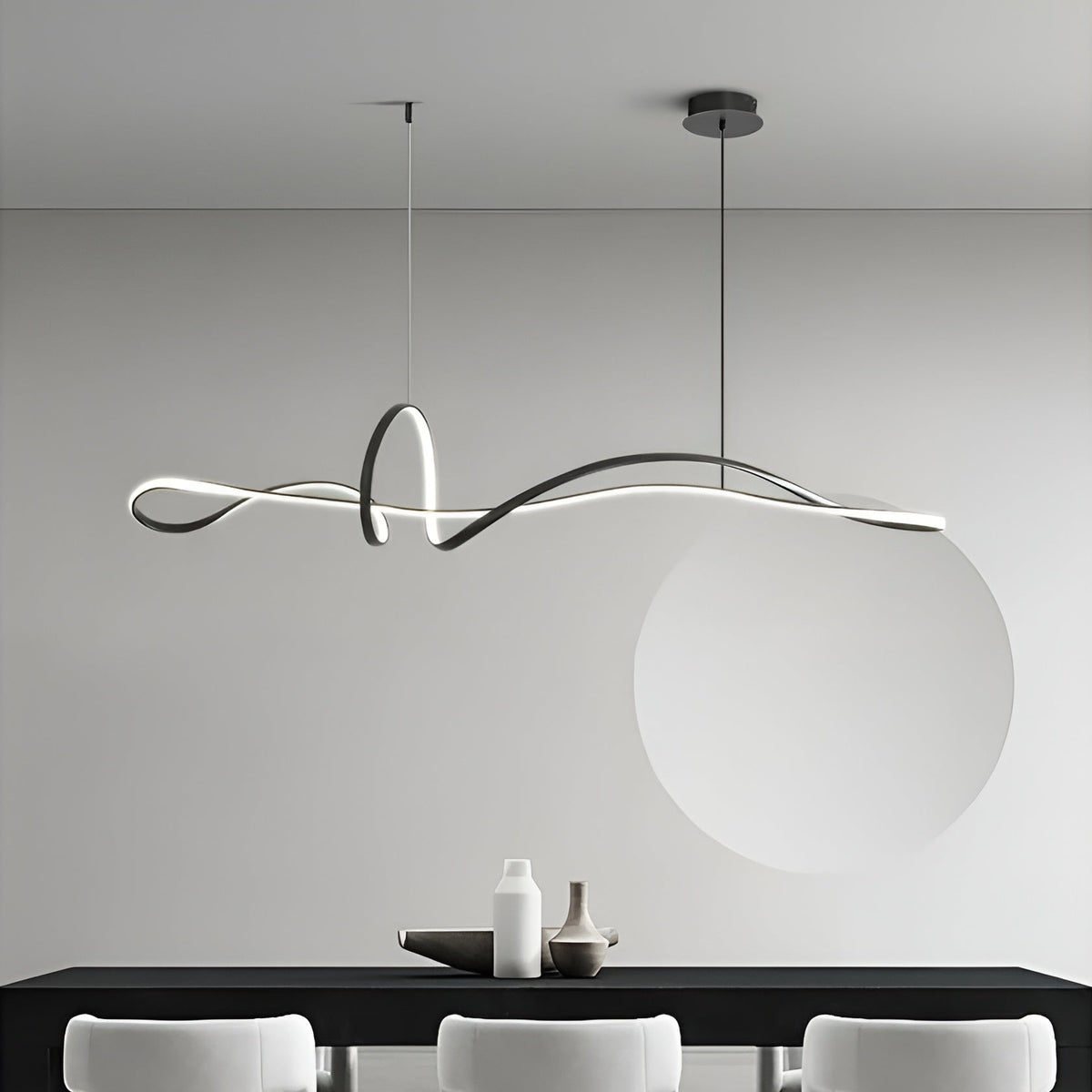 Підвісні люстри чорна хвиля L-100 cm / L-120 cm Led 4000K Black Wave 250918-100006042