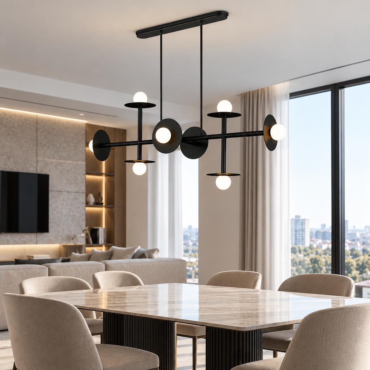 Люстра L-130 см Black + White Campo Luce 231118-100002807
