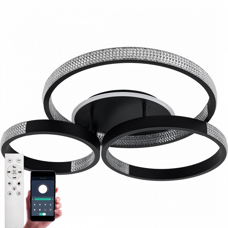 Стельова люстра чорна з пультом L-80 cm H-11.5 cm Led 100W 3000-6000K Black Arka lamp 251174-100006640
