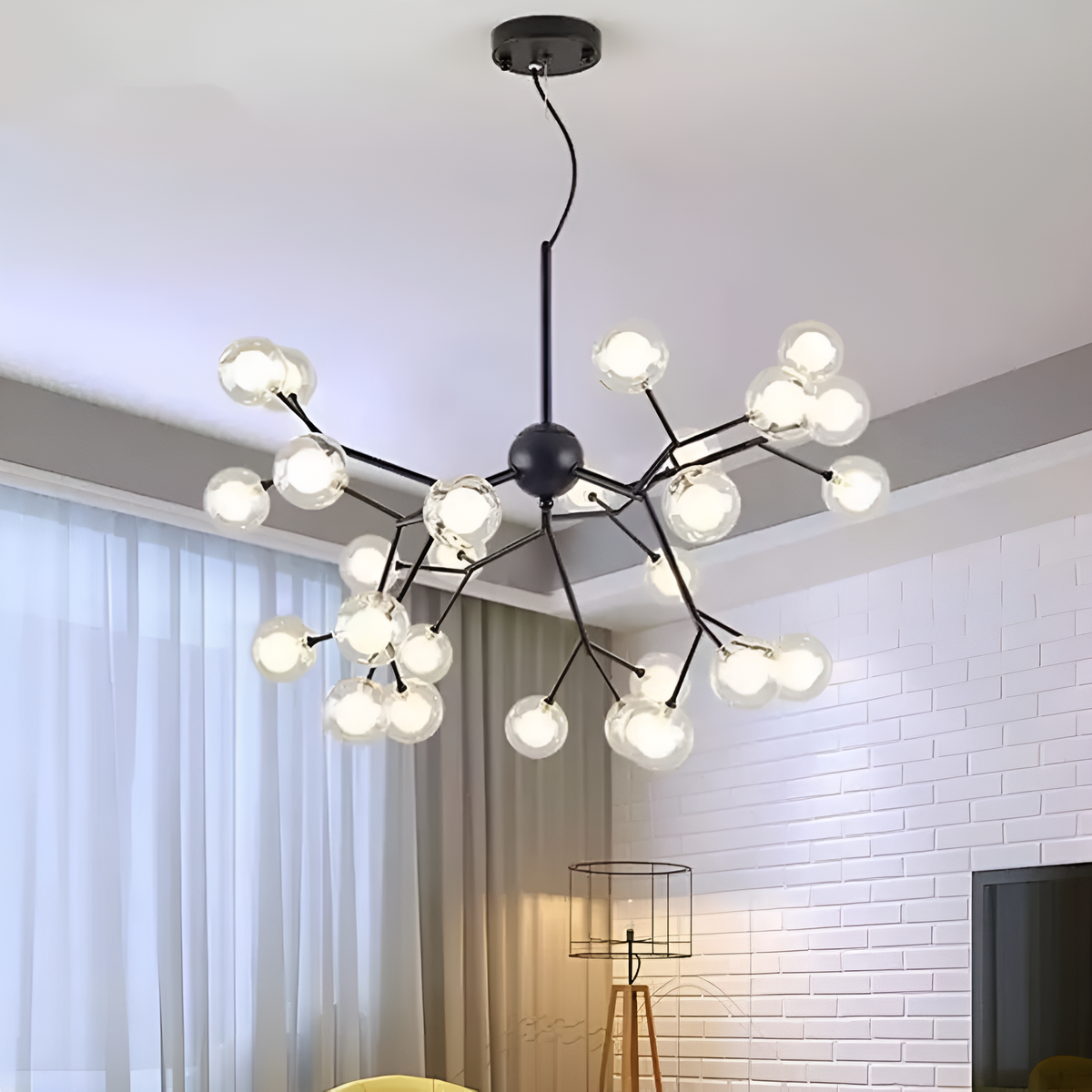 Люстра чорна з подвійними плафонами D-80 cm G4x27 Black Tree G4 250618-100005241