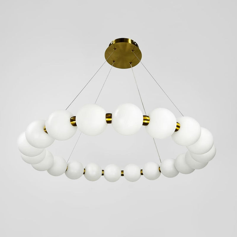 Підвісна люстра золота з білими плафонами D-40/60/ 80 cm Led Gold+White Pearl 250918-100005893