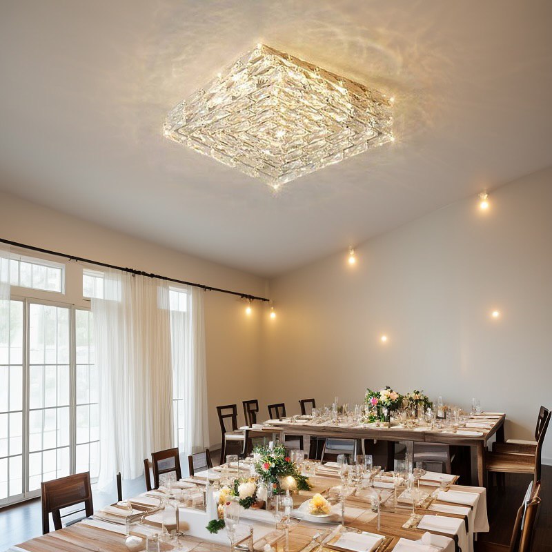 Люстра стельова H-16 cm L-40 cm/ 52 cm Led 38W / 52W Gold / Chrome Crystal square 240722-100003438