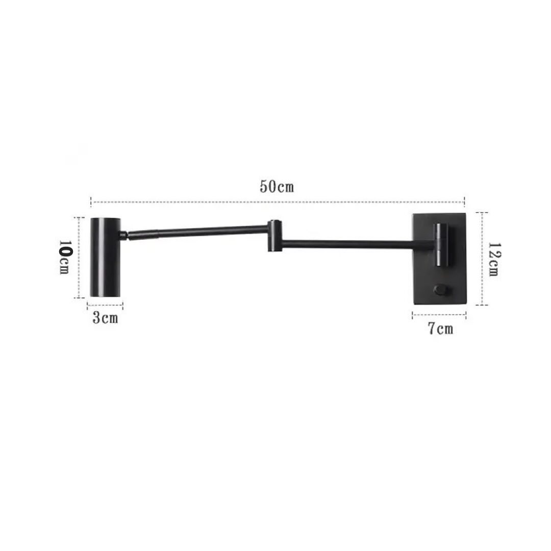 Настінний світильник з вимикачем на корпусі Arm turn L500 Led 5W 3000K Black DS-Design 240358-100003128