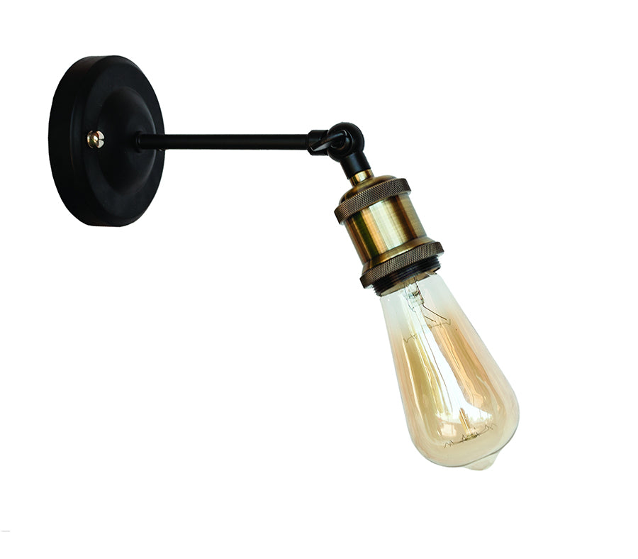 Чорне настінне бра лофт з відкритою лампою в патроні