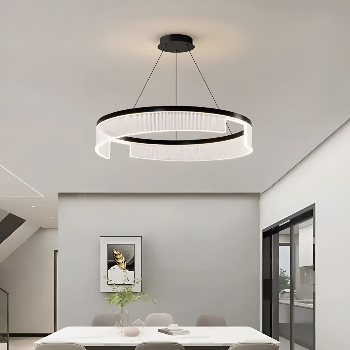 Підвісні люстри чорні D-60 cm / D-80 cm Led 4000K Black Circle Jelly 250918-100002045