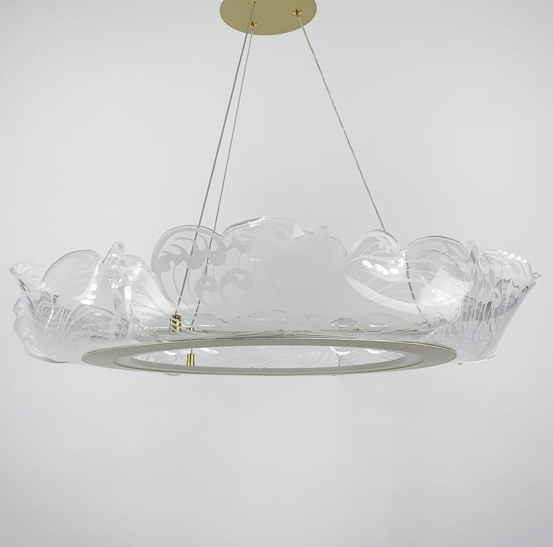 Люстра золота підвісна з прозорими елементами Листя D-65 cm / D-85 cm Gold + Transparent Leaves 220618-100000810