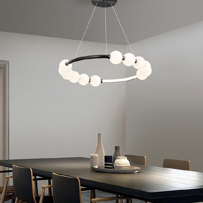 Підвісна люстра Pearls circle D-60 c / D-80 cm Led 3000K 4000K 6000K Black + White 240618-100003428