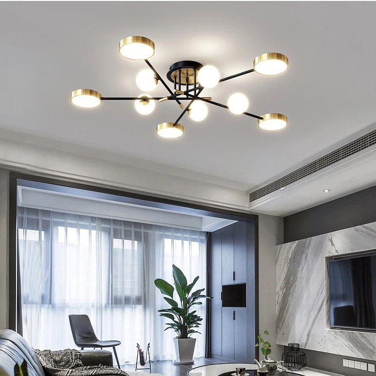 Стельовий світильник Molecular new D-126 см Led + 5xG9 Black + Gold + White 240527-100003330