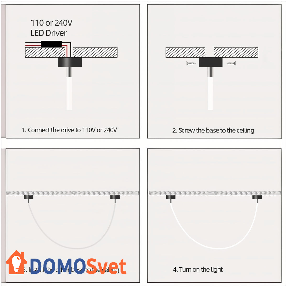 Підвісний Led Світильник Tube Black Base 1.5m Domosvet Design 24083-233633