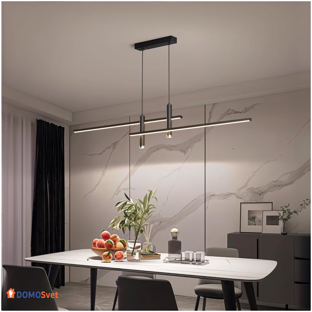 Люстра чорна подвійна лінійна W-120 cm Led 25W Black Linear 250914-241783