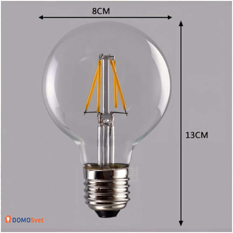 Лампа Едісона Led G80 6w 1800k Диммована Domosvet Design 25103-243588