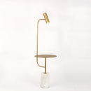 Торшер золотий зі столиком з білим мармуром H-162 cm Gold Lupe Table Lamp 210514-25157