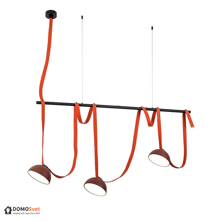 Підвісний світильник із трьома плафонами на ремені # Колір корпусу_Помаранчевий