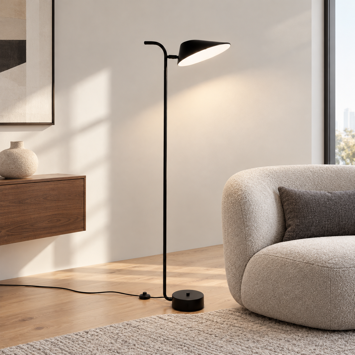 Підлоговий торшер чорний H-135 cm Led 12W 3000K Black Lamp 261018-100009081