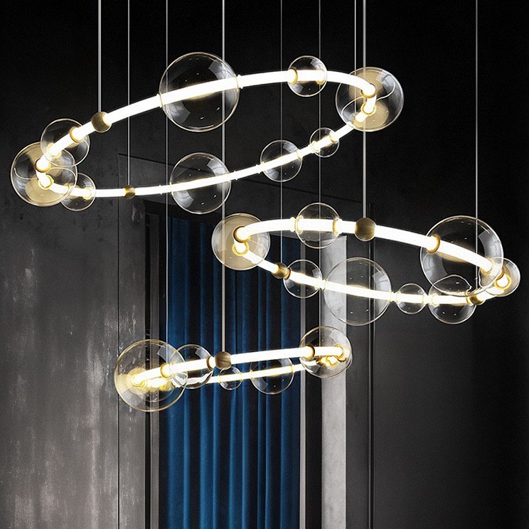Підвісні світильники Bubble clear H200 D730 Led 36W / D940 Led 50W White + Gold 250135-100004080