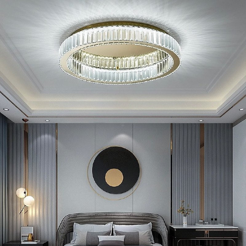Люстра стельова H-12 cm  D-40 cm / D-60 cm / D-80 cm / D-100 cm Chrome / Gold Crystals Circle 240522-100003279