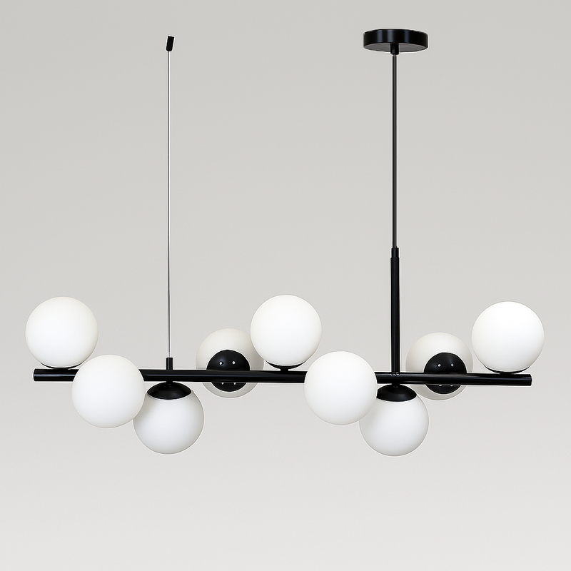 Люстра підвісна чорна з білими матовими плафонами Модо L-95 cm E27x9 Black+White Modo new 250735-100005538