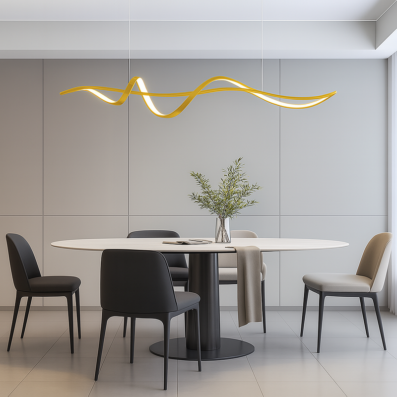 Люстра підвісна золота світлодіодна Хвиля L-120cm/L-100 cm Led 22W/20W Gold Wave 250518-100004772