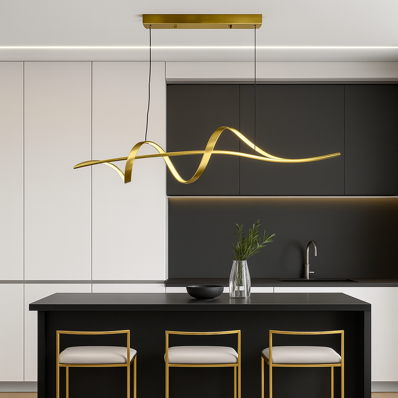 Люстра підвісна золота світлодіодна Хвиля L-120cm/L-100 cm Led 22W/20W Gold Wave 250518-100004772
