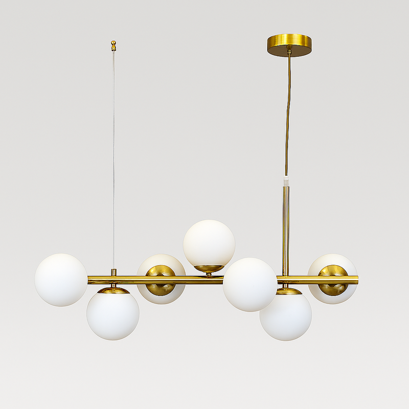 Люстра підвісна золота з білими матовими плафонами Модо L-80 cm E27x7 Gold+White Modo new 250735-100005537