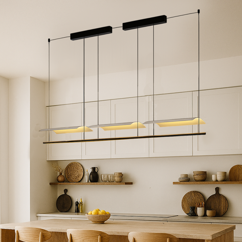 Світильник підвісний з потрійним корпусом Парус L-177 cm W-18 cm Led Black+White Canvas 250718-100005508