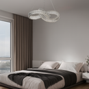 Люстра підвісна срібна з кришталевим плафоном Петля L-59 cm Led 120W Chrome+Transparent Crystal diamond knot 250735-100005475