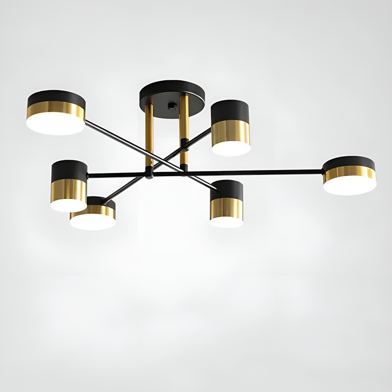 Люстра чорна з золотом на 6 LED ламп 60W Gold + Black Satellite 231152-100002779