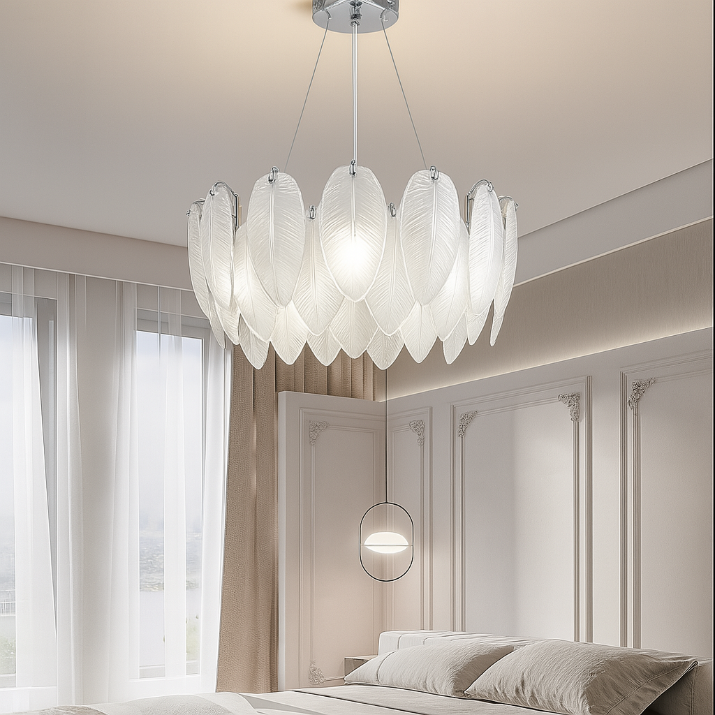 Підвісні люстри срібні D-40 cm / D-60 cm E14 Chrome Feathers gloss lamp 230335-100001482