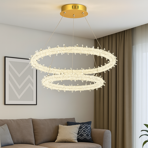 Підвісна люстра з двома кільцями LED 80W золотиста / срібна2-rings Gold / Chrome D-80+60 см 231258-100002926