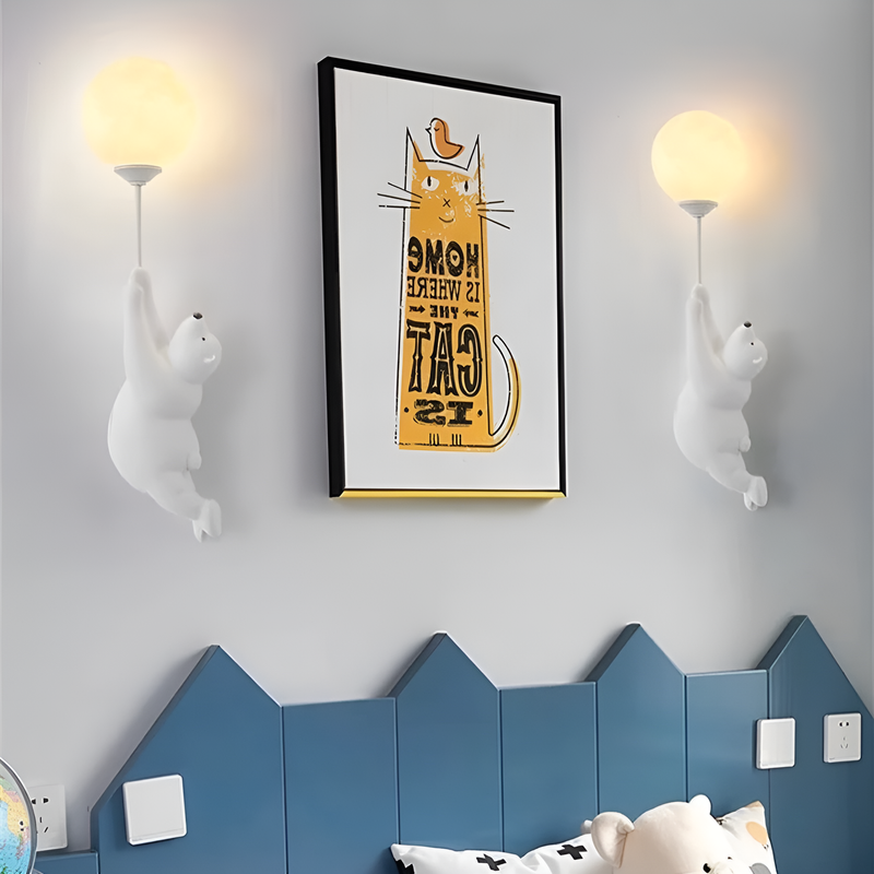 Настінний світильник дитячий бра білий H-36 cm 5W в дитячу кімнату Bear Ball White 230858-100002433 DS-Design