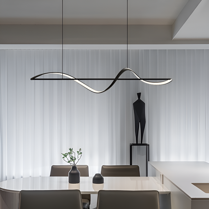 Люстра чорна хвиляста хвиля L-100 см до кухні 44W 3200K-4100K-6000K Black Waves CREEM LED LAMP 231142-100002814