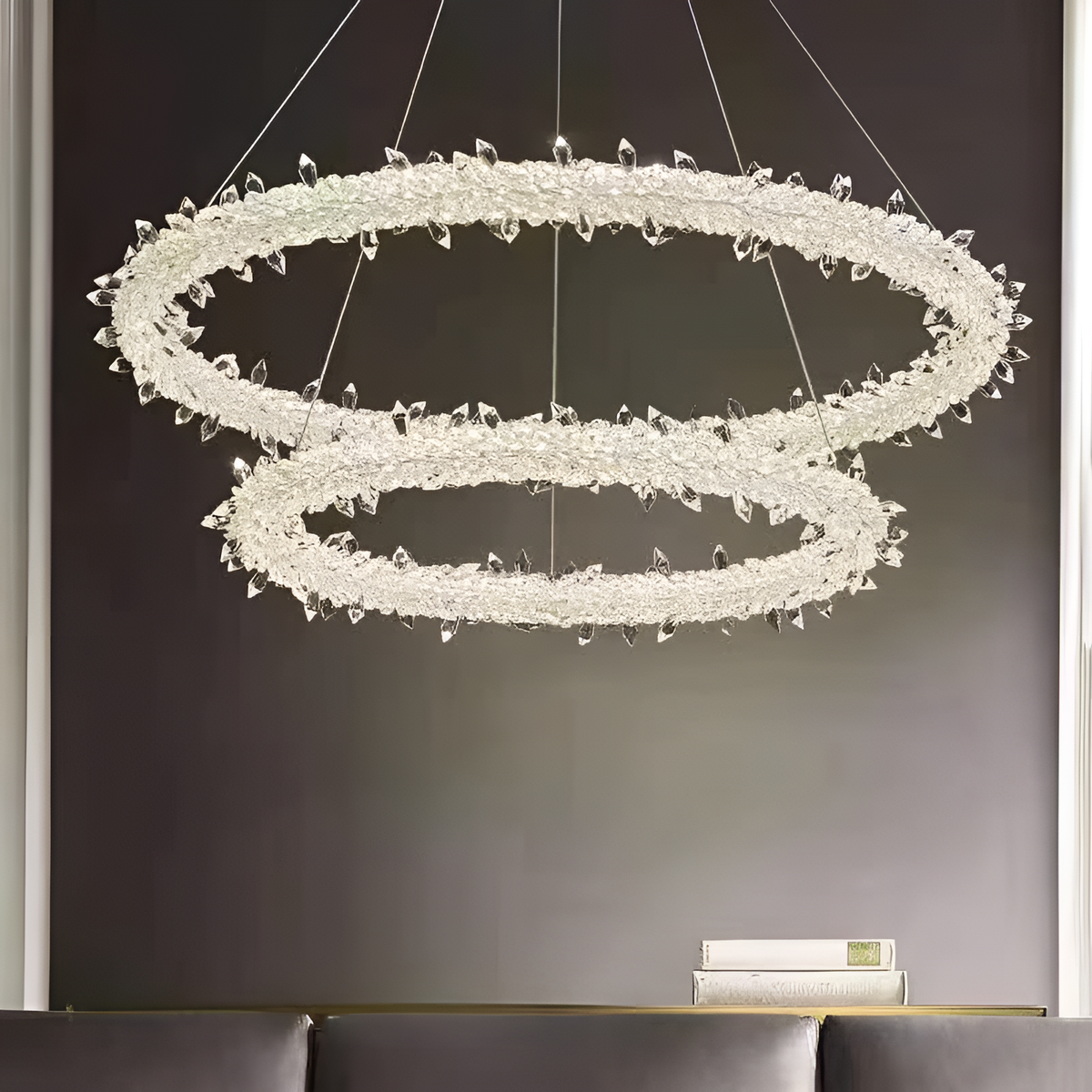 Підвісна люстра з двома кільцями LED 80W золотиста / срібна 2-rings Gold / Chrome D-80+60 см 231258-100002926