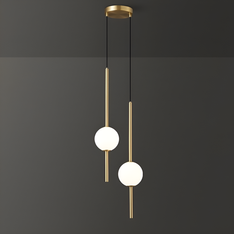Підвіси подвійні чорні / золоті з кулею D-12 cm 20W Led 4000K Black/Gold Vertical tubes 2 231158-100002757