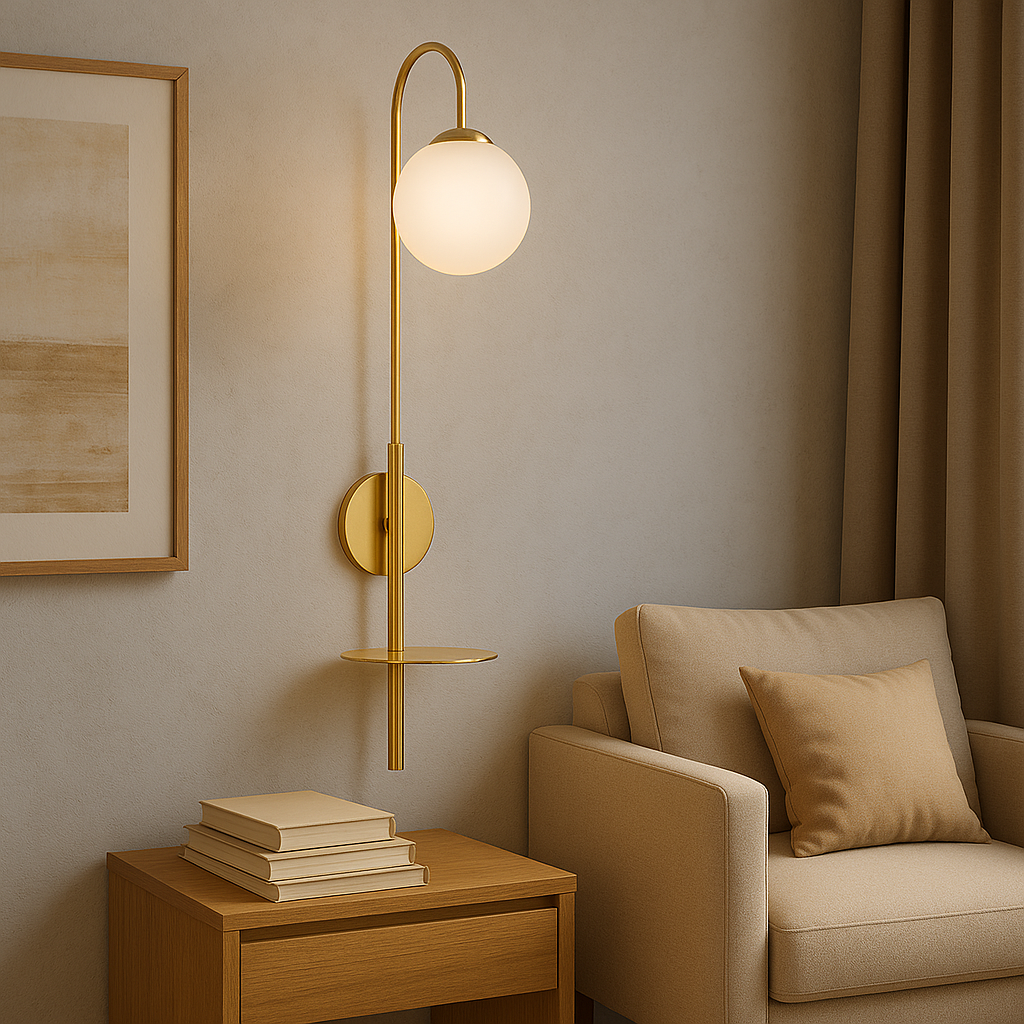 Бра з поличкою GlowNest Gold H-88cm E14 40W 250563-100004812