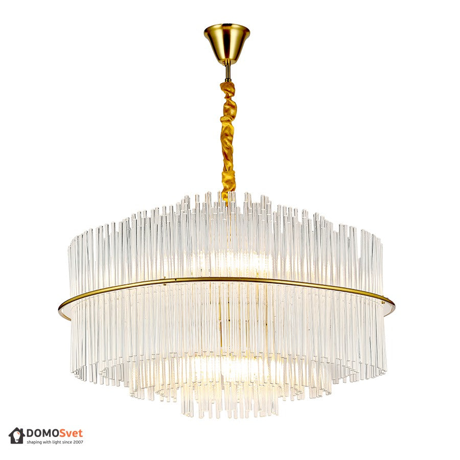 Кругла підвісна люстра з металу та скла на стельовому гачку # Розмір_80 см