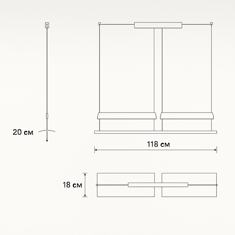 Світильник підвісний з подвійним корпусом Парус L-118 cm Led Black+White Canvas 250718-100005501