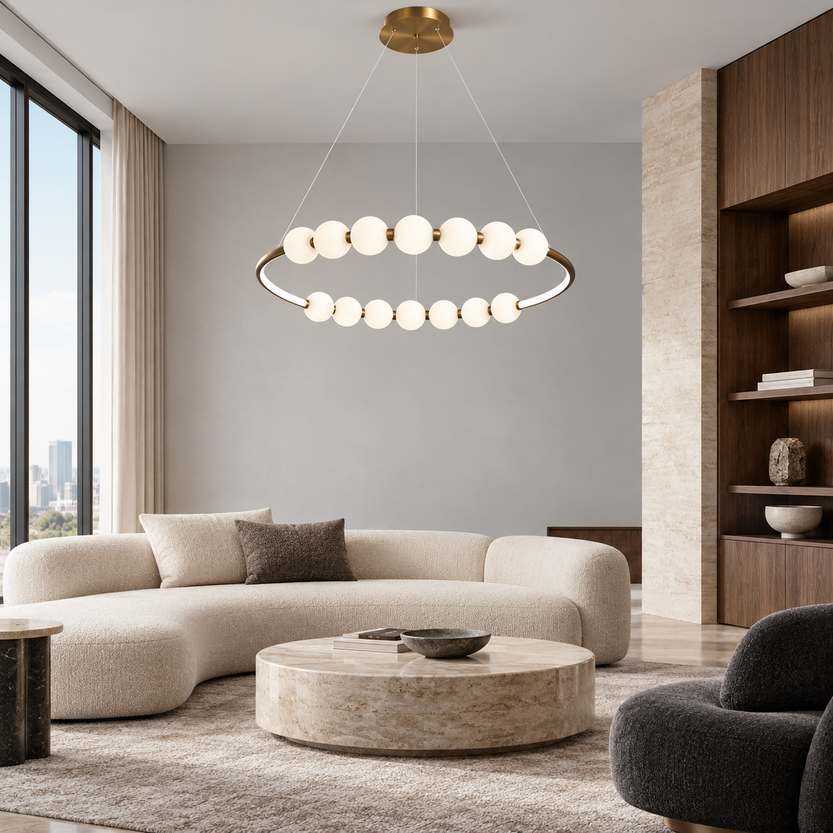 Люстри підвісні золоті Перлини Pearls circle D-60 см / D-80 см 230918-100002492