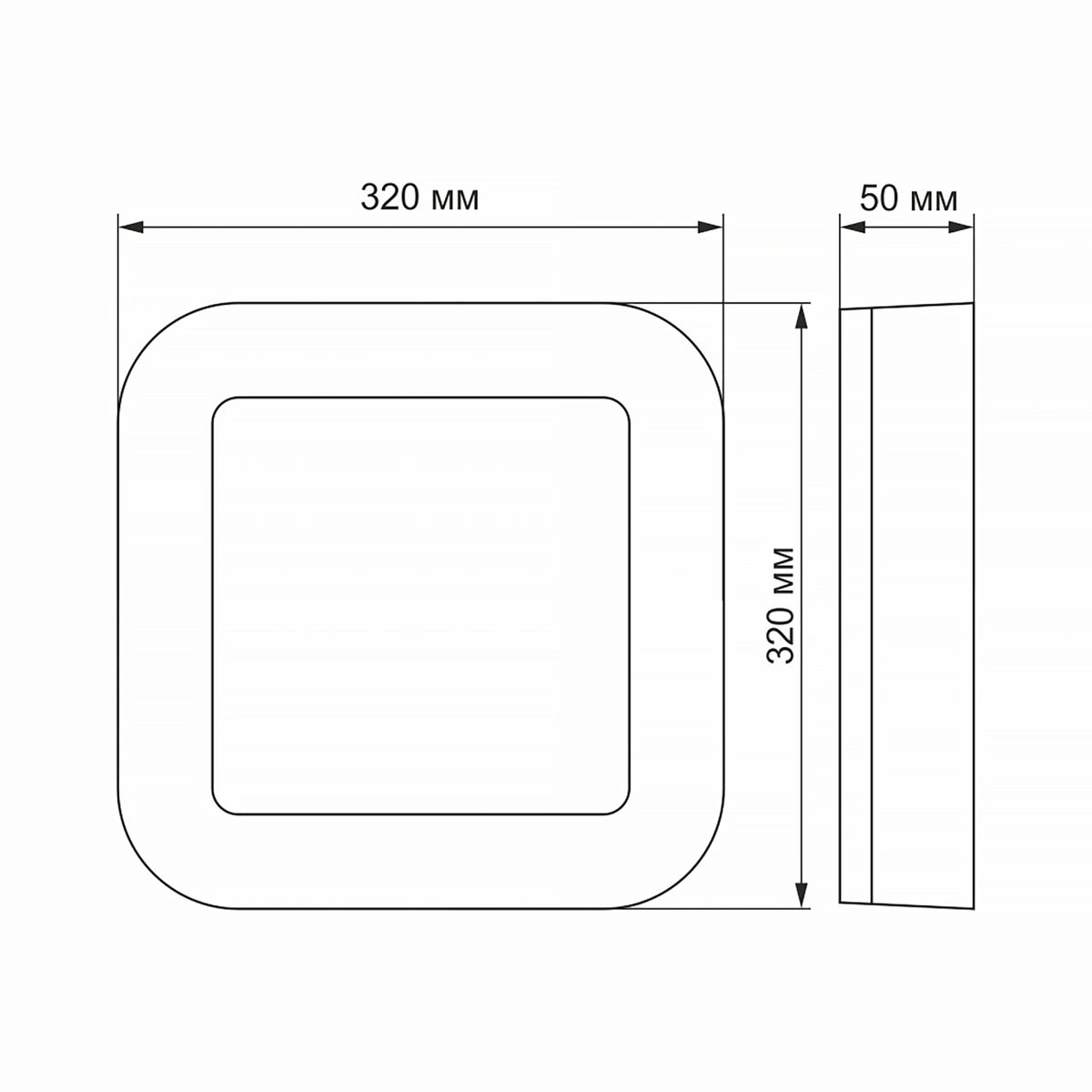 Настінно-стельовий світильник чорний квадратний L-32 cm Led 30W 5000K Black Art 260854-100008677