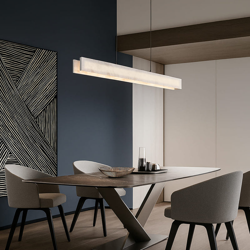 Підвісна люстра біла з імітацією мармуру L-100 cm / L-120 cm / L-150 cm Led White Marble 251018-100006438