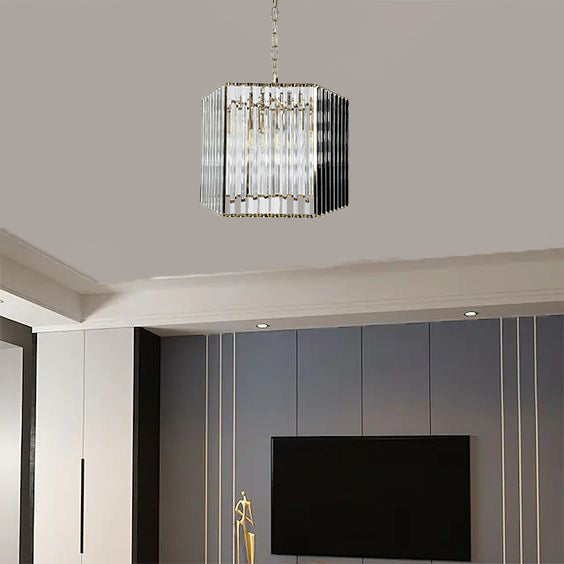 Люстра Кришталева Ланцюжок Crystal Six corners L-40 см 4*Е14 Gold + Transparent 230818-100002471