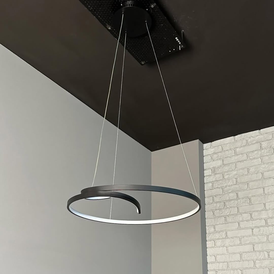 Підвісна люстра чорна кругла D-60 см Н-150 см 3000К-6000К Black + White Satellite knot 240258-100003054