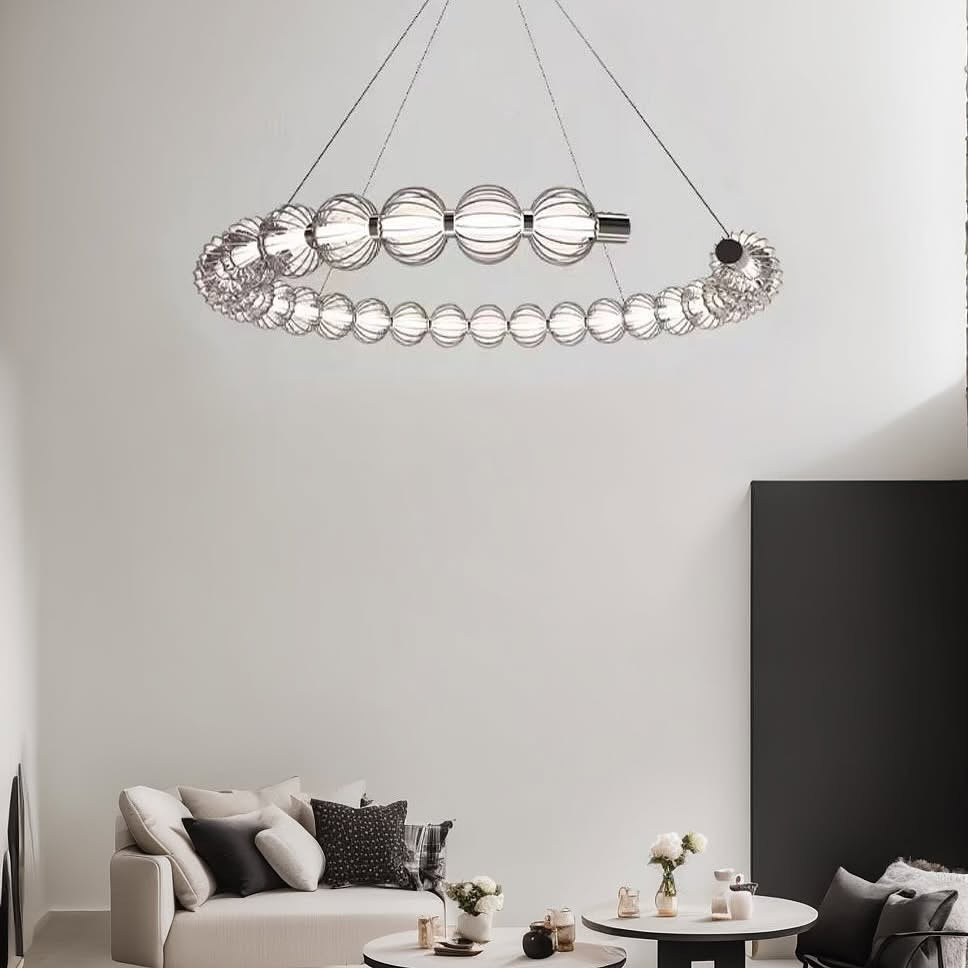 Підвісні світильники люстри Beads grey D-80 cm Led 60W / D-100 cm Led 80W 3000K Chrome 250219-100004173