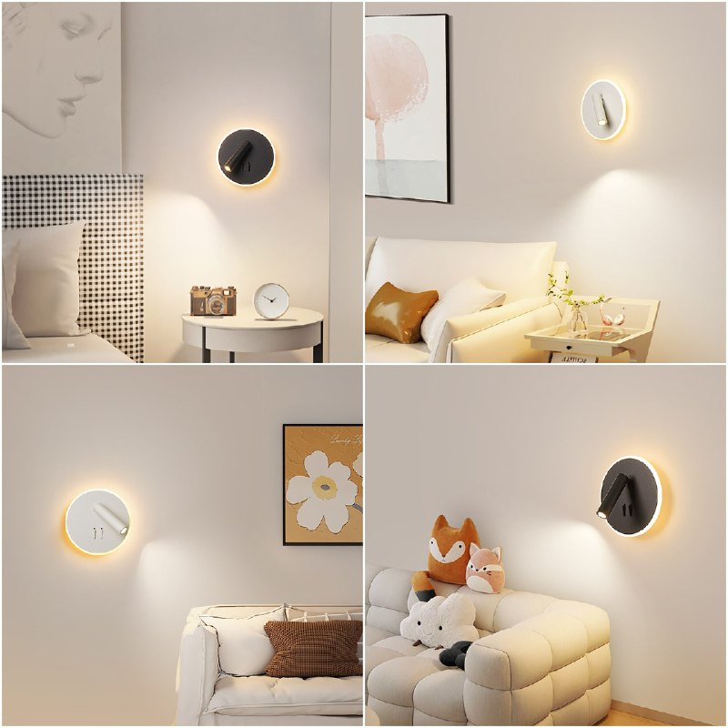 Настінні світильники з вимикачем на корпусі Circle D-14 см Led 10W Black / White 240622-100003414