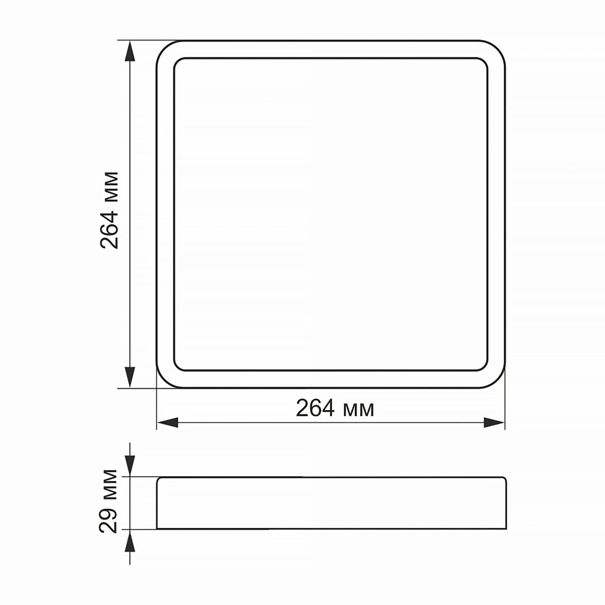 Настінно-стельовий світильник білий квадратний L-26.4 cm Led 24W 5000K White Downlight 260854-100008681