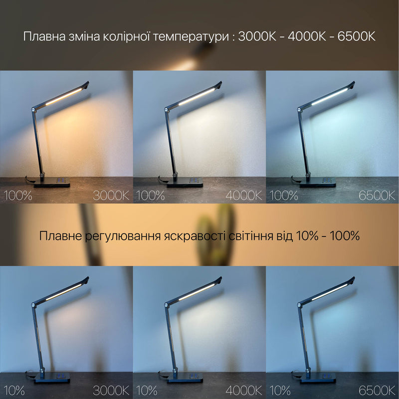 Настільна лампа чорна Led 10W Black Hilton 250960-100005912