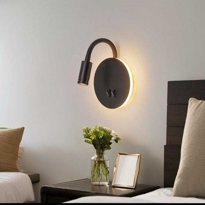 Світильник настінний з вимикачем на корпусі D-14 cm Led 2W 3000K Black / White Circle Flexi 241022-100003867