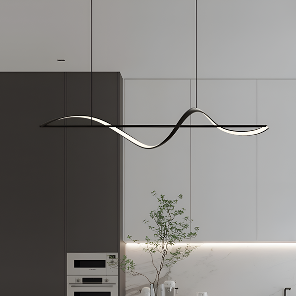 Люстра чорна хвиляста хвиля L-100 см до кухні 44W 3200K-4100K-6000K Black Waves CREEM LED LAMP 231142-100002814