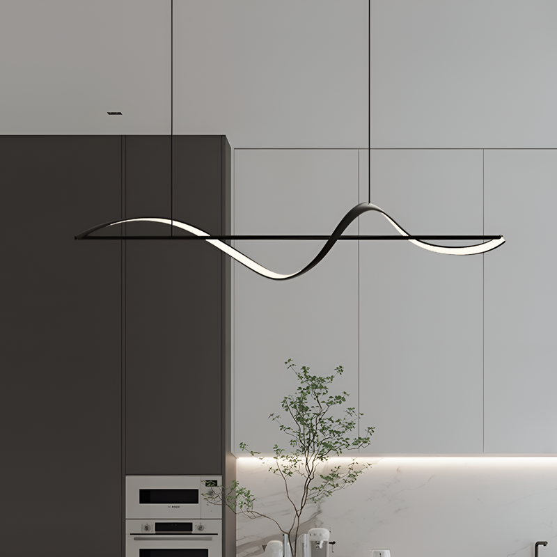 Люстра чорна хвиляста хвиля L-100 см до кухні 44W 3200K-4100K-6000K Black Waves CREEM LED LAMP 231142-100002814