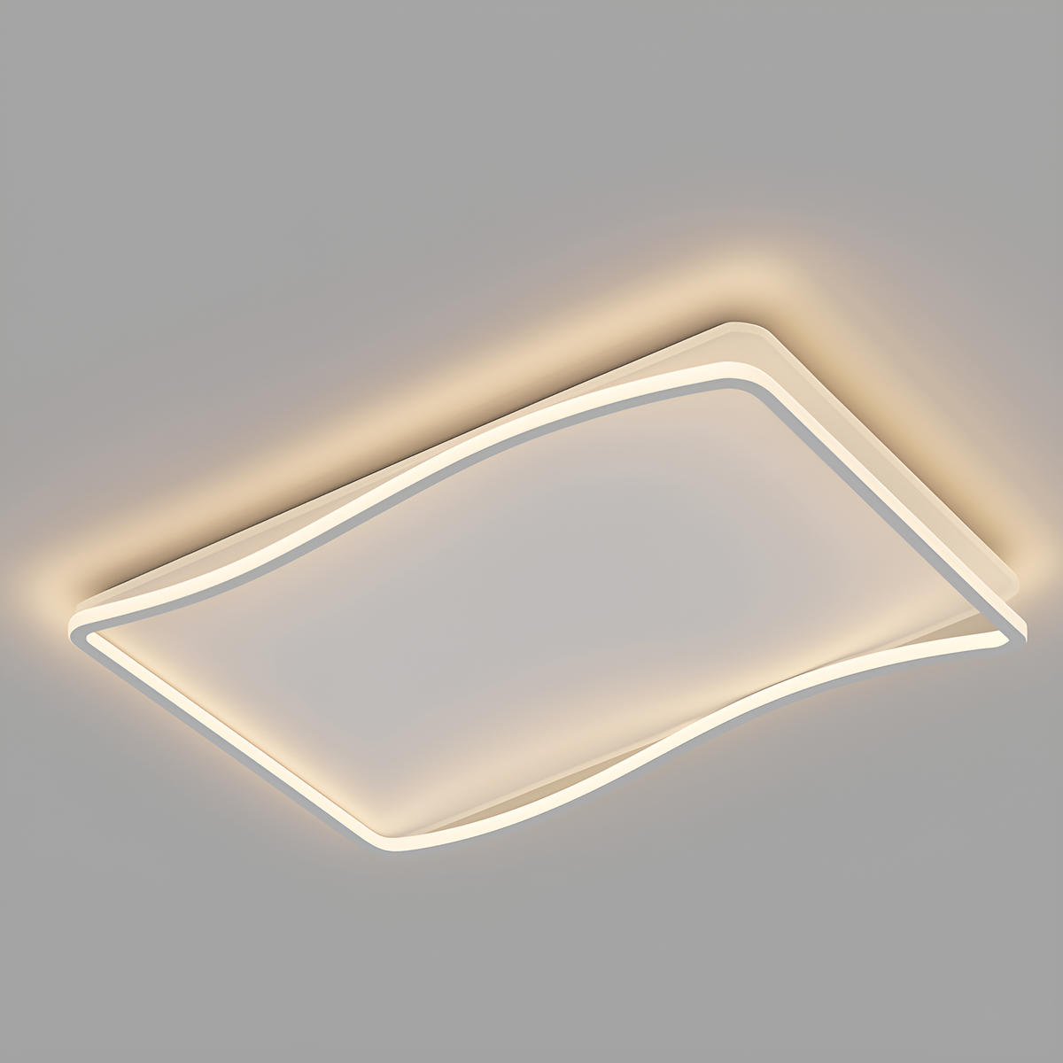 Люстра біла стельова світлодіодна з пультом Геометрія L-90 cm H-8 cm Led Geometry White 250731-100005458